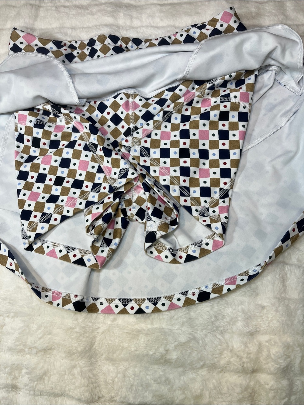 Smith & Quinn Molly Diamond-Print Tennis Mini Skirt White Sage Navy Pink SZ M - Picture 5 of 6
